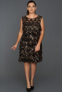 Short Black-Gold-Plus Size Evening Dress ABK019