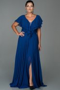 Sax Blue Long Plus Size Evening Dress ABU032