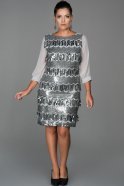 Short Grey Plus Size Evening Dress ABK108