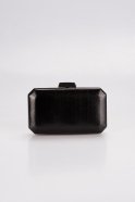 Black Serrated Patterned Leather Evening Bag V277