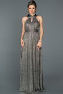 Long Black-Silver Prom Gown ABU309