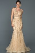 Long Gold Mermaid Prom Dress ABU055