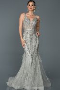 Long Grey Mermaid Prom Dress ABU055