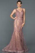 Long Rose Colored Mermaid Prom Dress ABU055