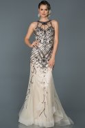 Long Beige Mermaid Prom Dress ABU109
