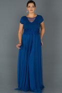 Long Sax Blue Plus Size Evening Dress ABU171