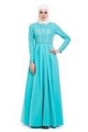 Turquoise Hijab Dress S4009