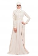Ecru Hijab Dress S4009