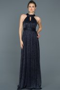 Long Navy Blue Prom Gown ABU413