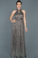 Long Black-Silver Prom Gown ABU413