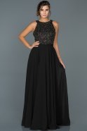 Long Black Engagement Dress ABU435