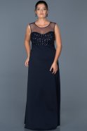 Long Navy Blue Plus Size Evening Dress ABU465