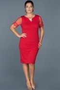 Short Red Plus Size Evening Dress ABK212