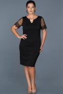 Short Black Plus Size Evening Dress ABK212