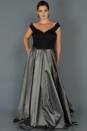 Long Black Antrasite Oversized Evening Dress ABU028