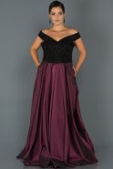 Long Black-Plum Oversized Evening Dress ABU028