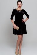 Short Black Velvet Evening Dress AR36759