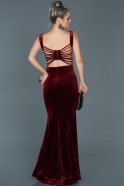 Long Burgundy Mermaid Velvet Evening Dress ABU503