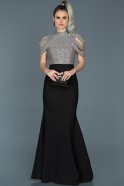 Long Black-Silver Oversized Mermaid Evening Dress ABU821