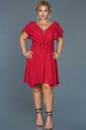 Short Red Plus Size Evening Dress ABK273