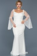 Long White Plus Size Evening Dress ABU500