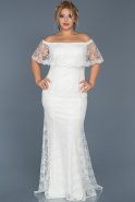 Long White Plus Size Evening Dress ABU510