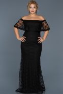 Long Black Plus Size Evening Dress ABU510
