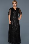 Long Black Plus Size Evening Dress ABU514
