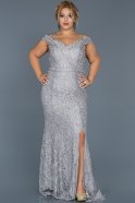 Long Grey Plus Size Evening Dress ABU513