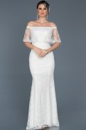 Long White Mermaid Prom Dress ABU510
