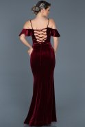 Long Burgundy Mermaid Velvet Evening Dress ABU523