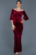 Long Burgundy Velvet Gown ABU519