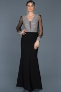 Long Black-Silver Invitation Dress ABU516