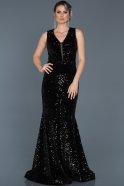 Long Black Velvet Evening Dress ABU517