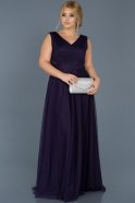 Long Dark Purple Plus Size Evening Dress ABU056