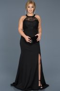 Long Black Plus Size Evening Dress ABU473