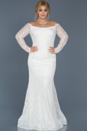 Long White Plus Size Dress ABU011