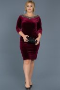 Short Burgundy Plus Size Velvet Evening Dress ABK283
