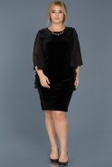 Short Black Plus Size Velvet Evening Dress ABK304