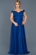 Sax Blue Long Oversized Evening Dress ABU020