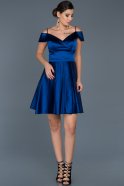 Short Sax Blue Satin Invitation Dress ABK309