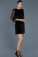 Short Black Velvet Invitation Dress ABK310