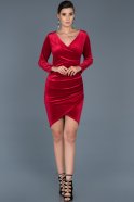 Short Red Velvet Invitation Dress ABK332