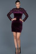 Short Purple Velvet Invitation Dress ABK321