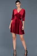 Short Red Velvet Invitation Dress ABK295