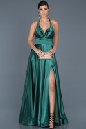 Long Emerald Green Satin Engagement Dress ABU543