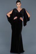 Long Black Velvet Engagement Dress ABU548
