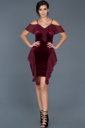 Short Burgundy Velvet Invitation Dress ABK344