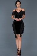 Short Black Velvet Invitation Dress ABK344