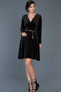 Short Black Velvet Invitation Dress ABK349